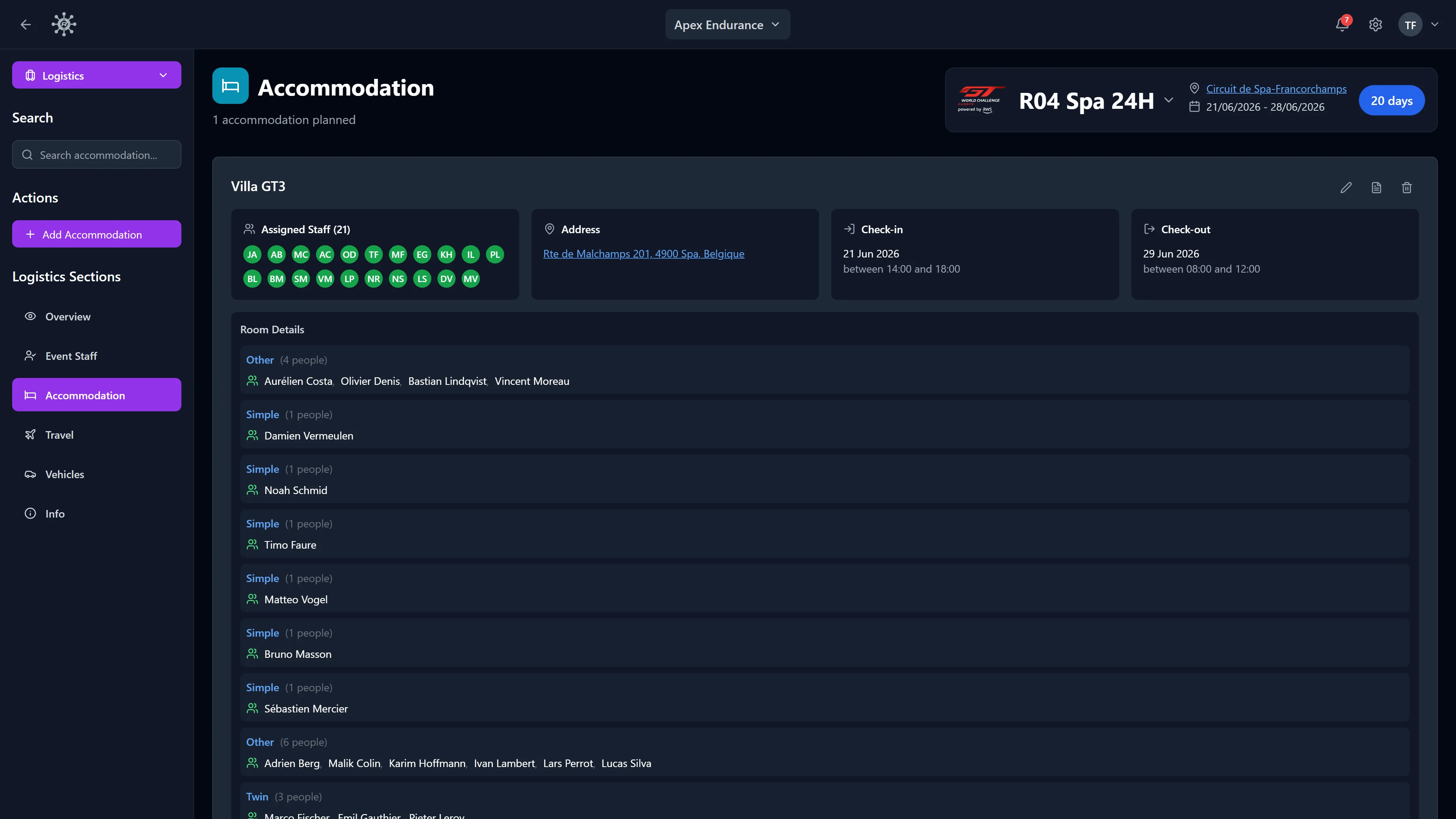 RaceNode Accommodation - Hotels, rooms, and rooming lists. Handled.