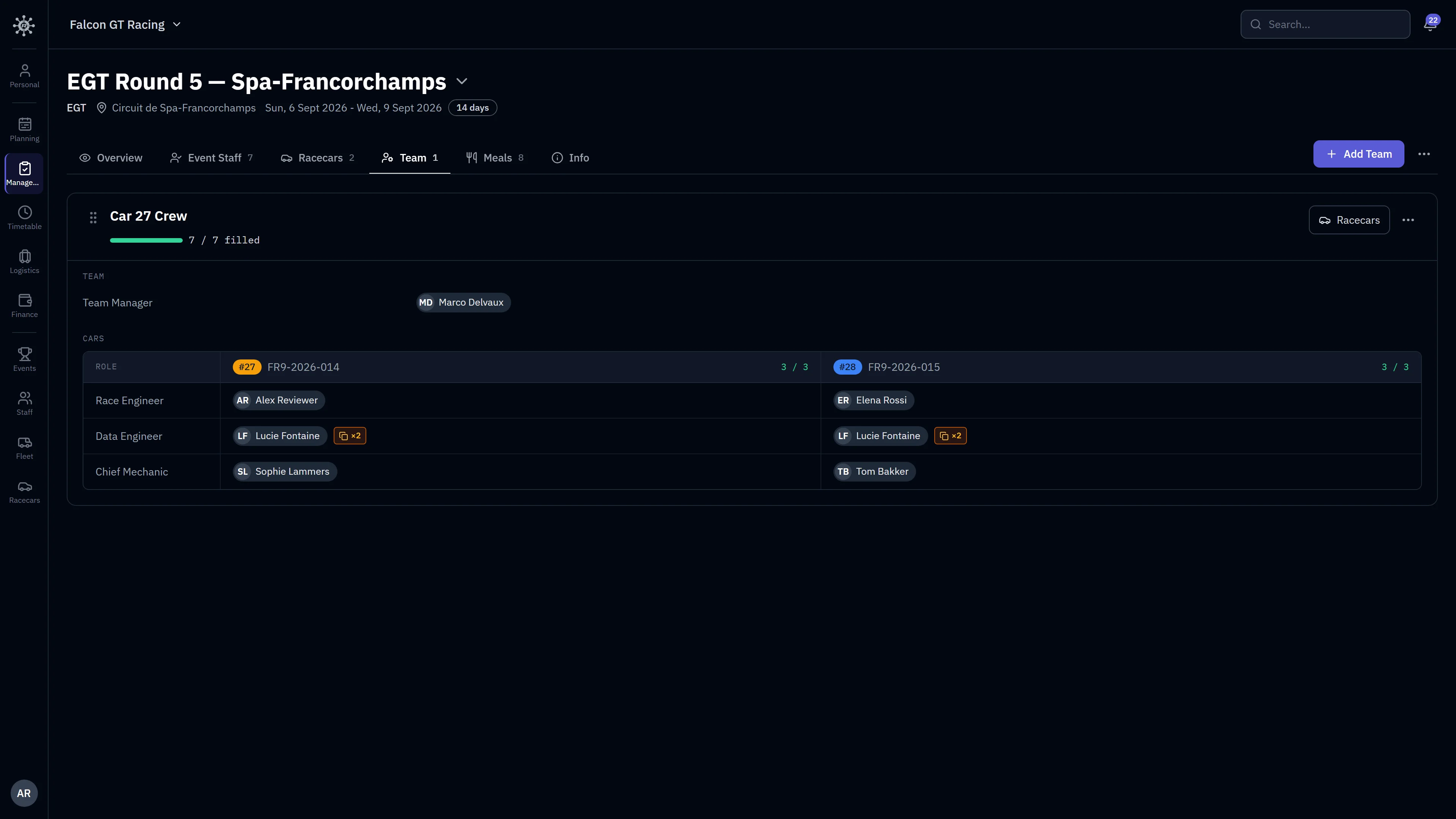 RaceNode Team - Build your crew structure, event by event.